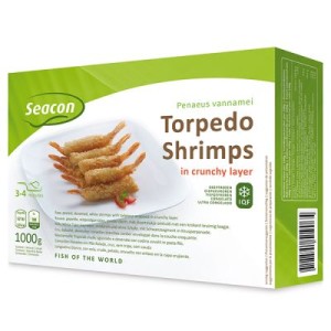 Shrimp in breadcrumbs 26/30, SEACON Torpedo, frozen, 1 kg. 